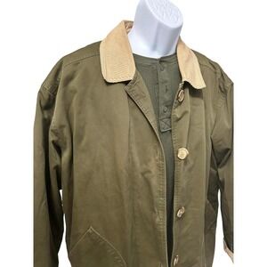 Vintage Boundary Waters Chore Jacket Large Olive Green Corduroy Collar
